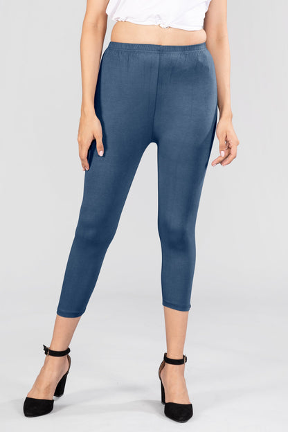 Bravo Blue Viscose Capri Leggings