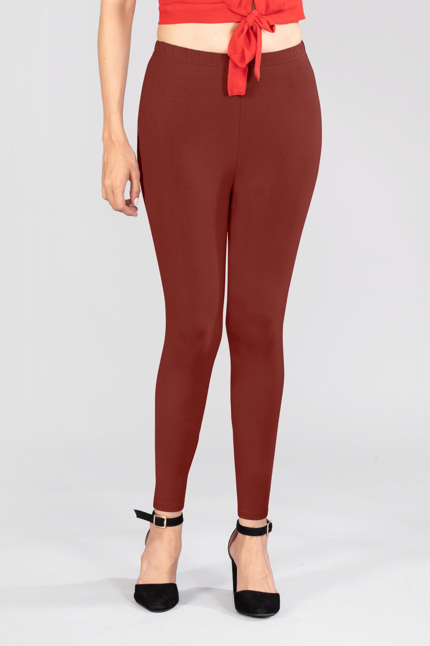 Joy Brown Viscose Ankle Leggings