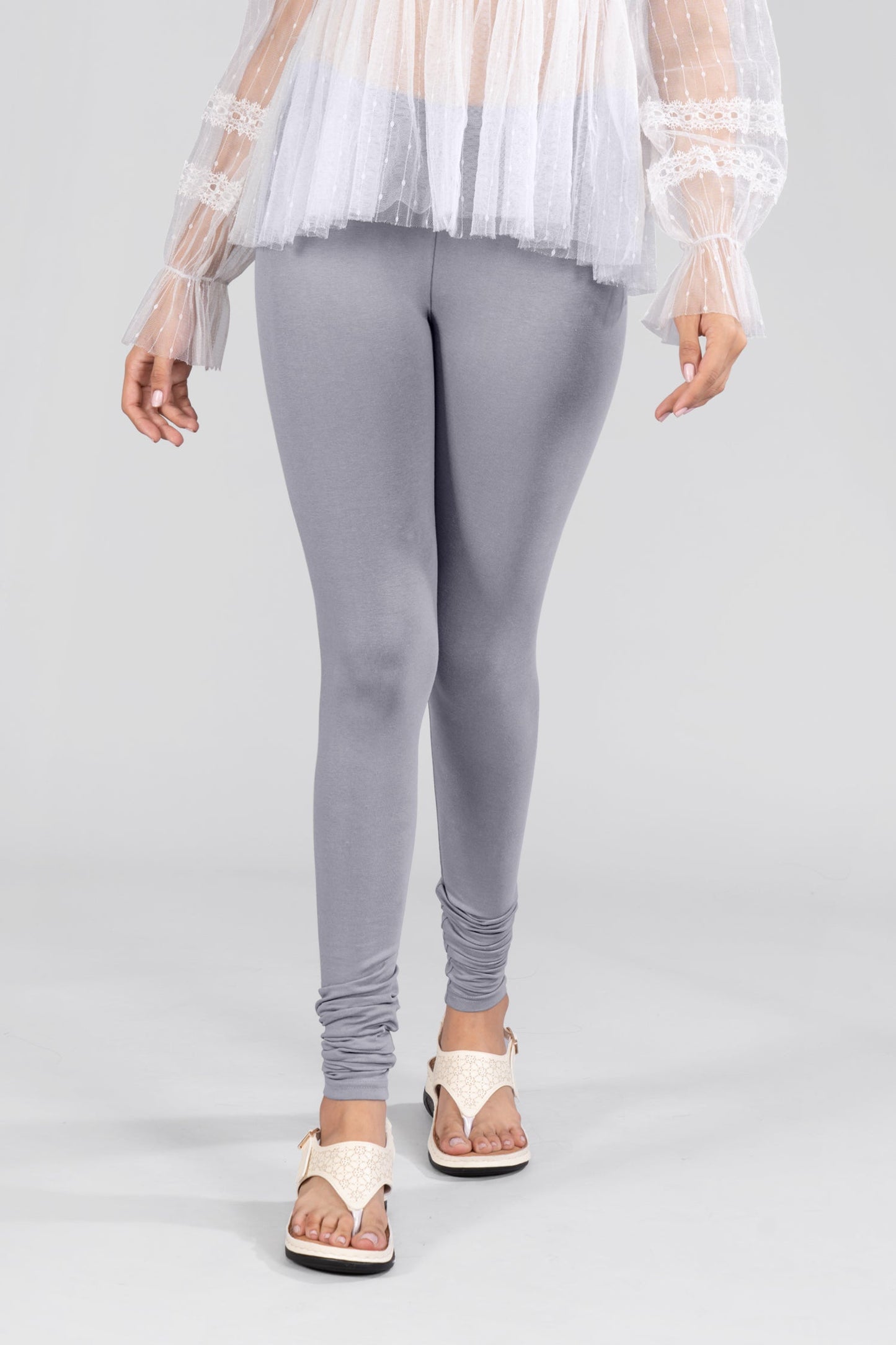 Grey Cotton Churidar Leggings