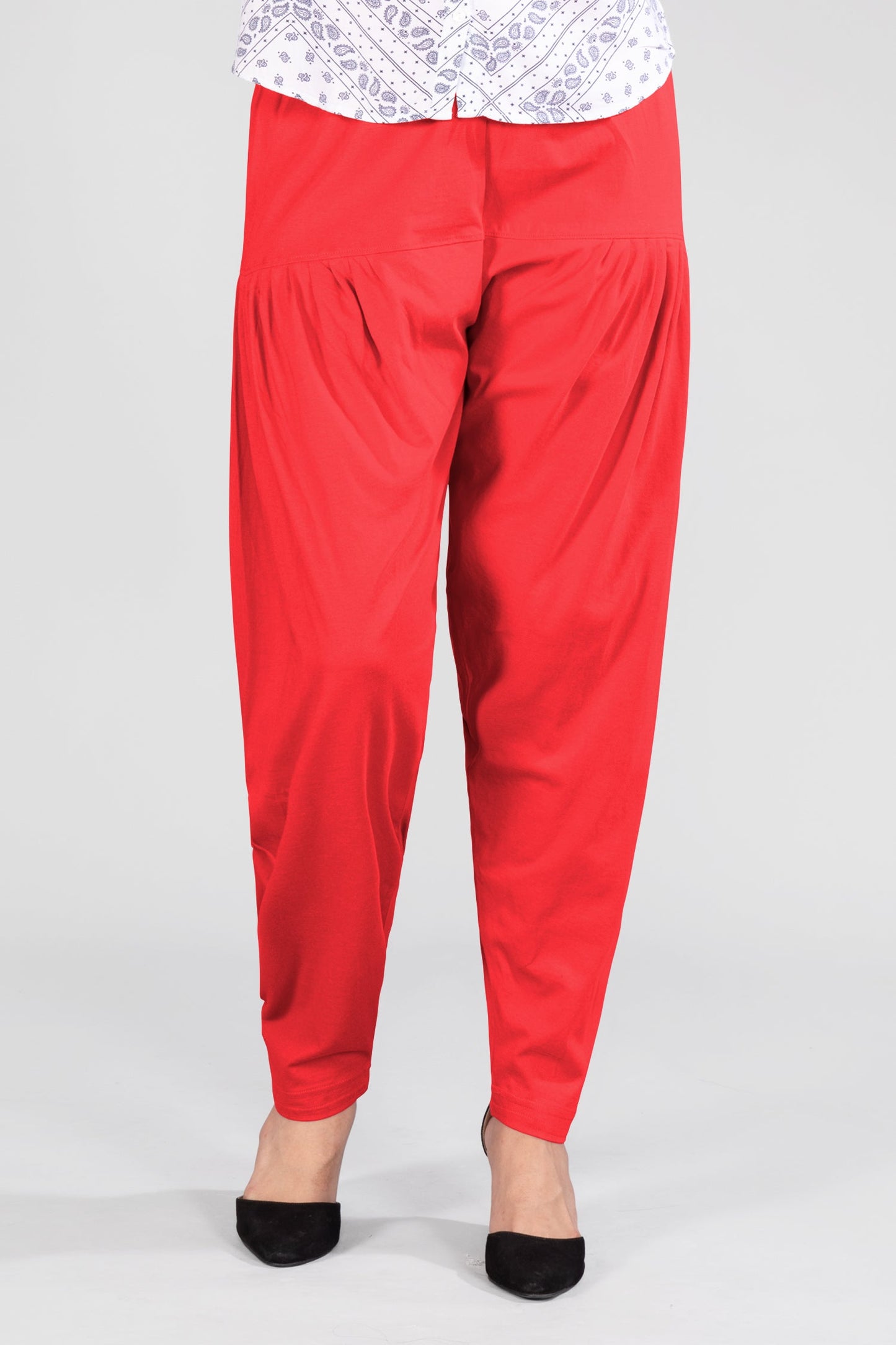Red Cotton Patiala Pants