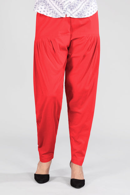 Red Cotton Patiala Pants