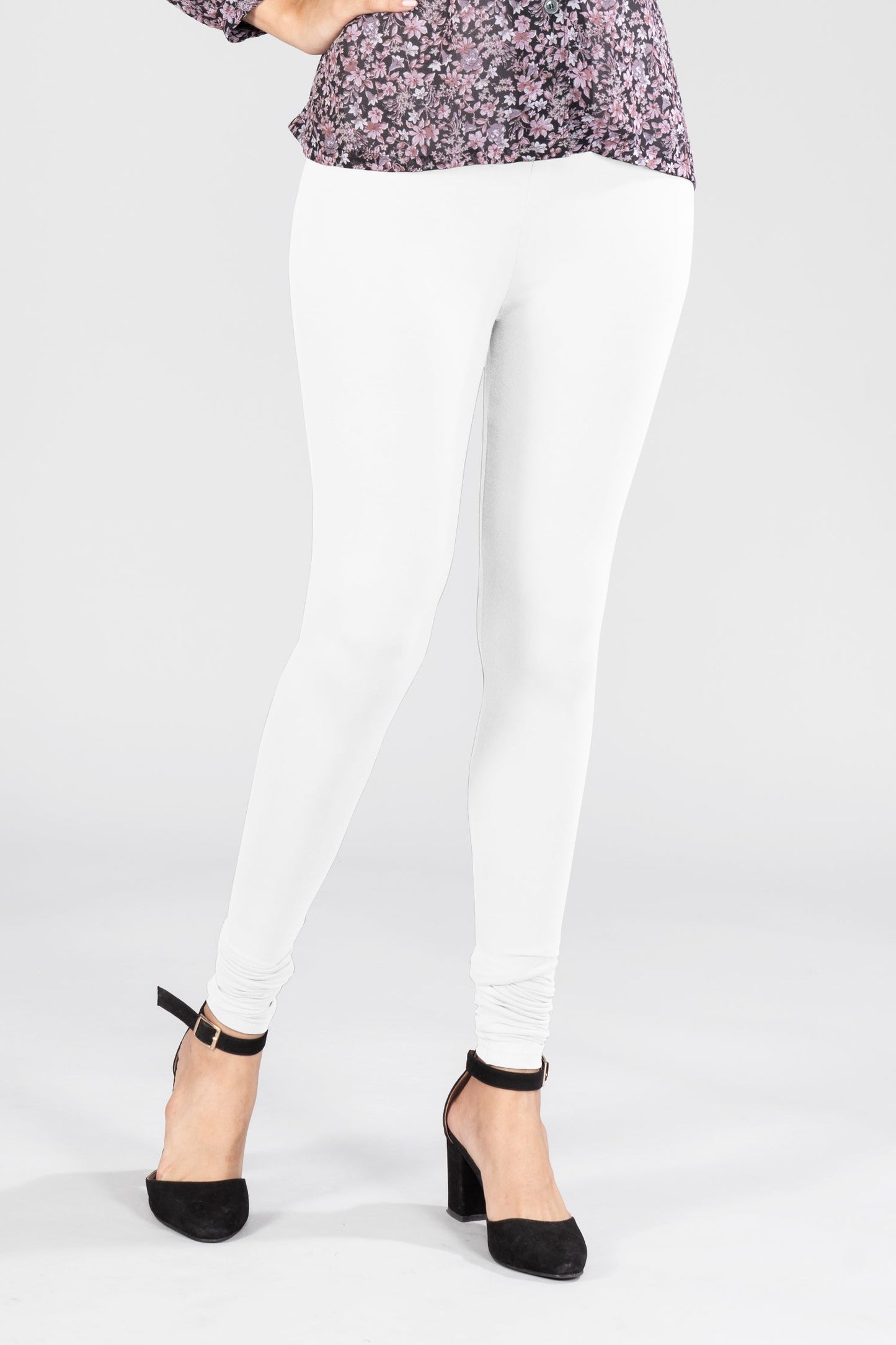 Angelic White Viscose Churidar Leggings