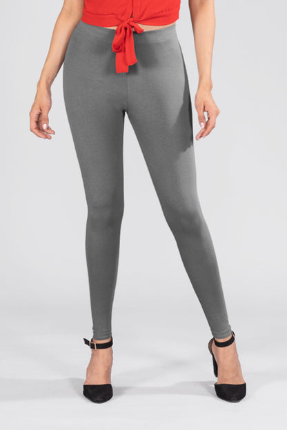 Steel Grey Cotton Ankle Leggings