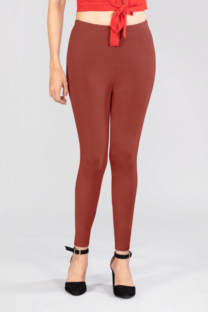 Grace Brown Viscose Ankle Leggings
