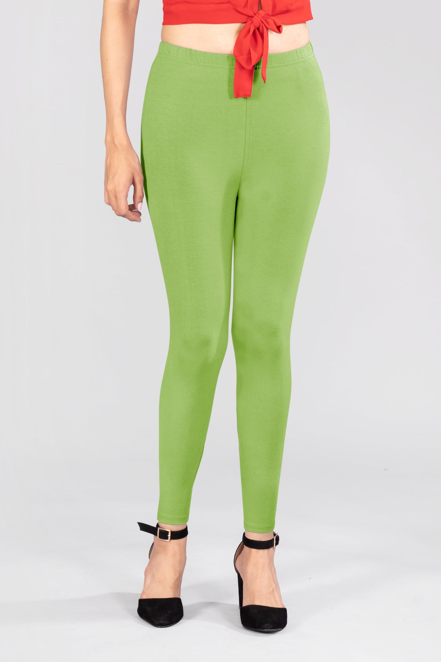 Green Bloom Viscose Ankle Leggings