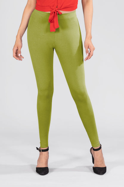 Olive Cotton Ankle Leggings