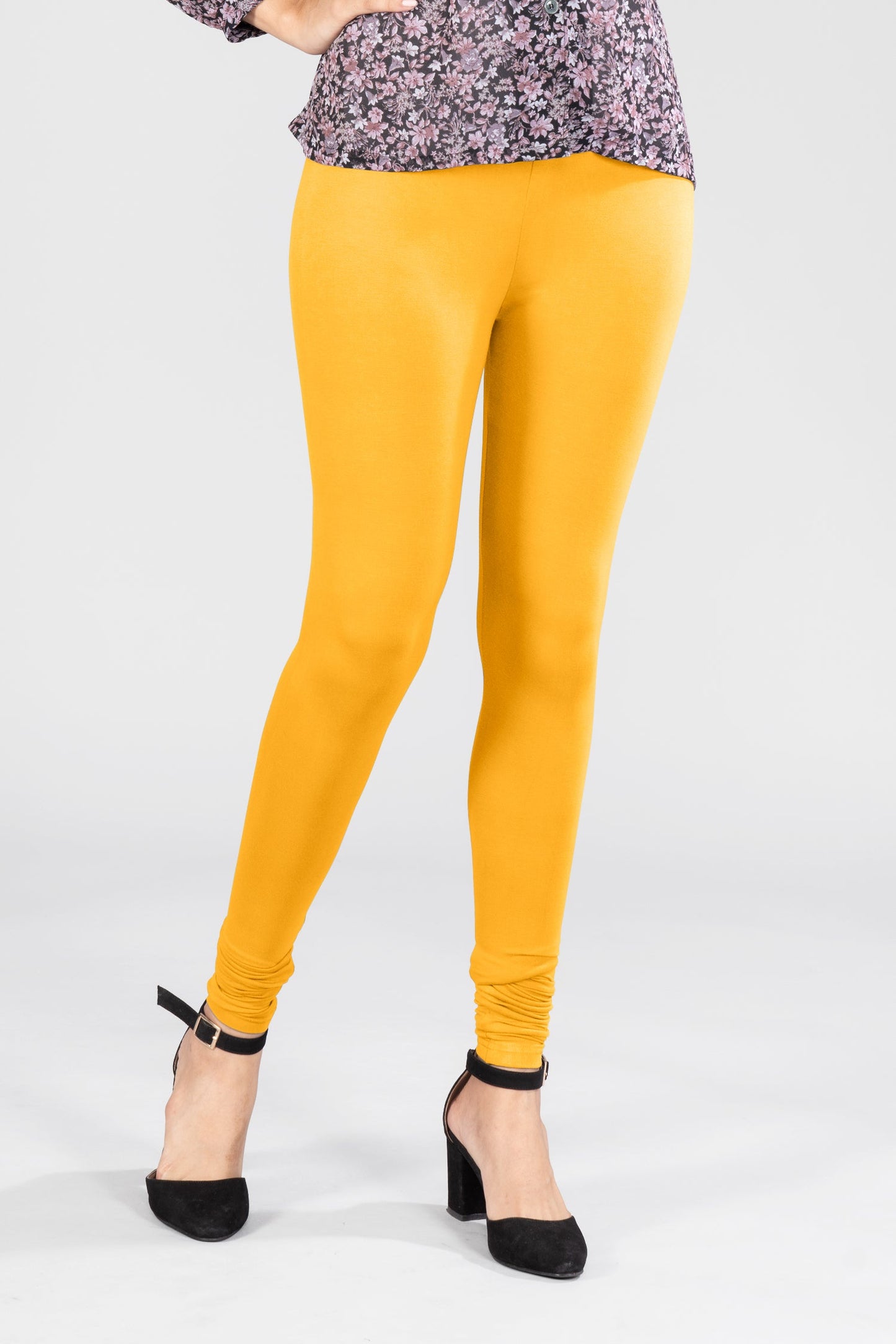 Crimson Yellow Viscose Churidar Leggings