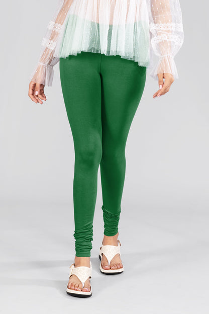 Bottle Green Cotton Churidar Leggings