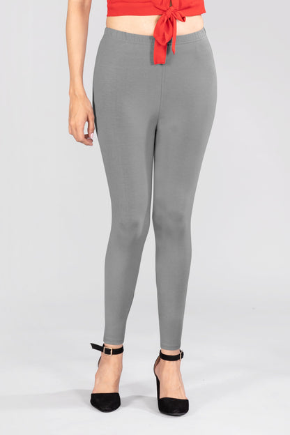 Elegant Grey Viscose Ankle Leggings