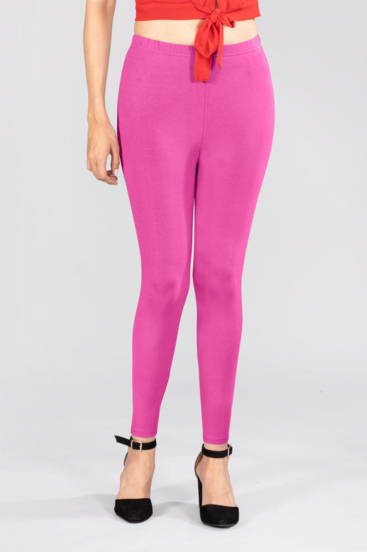 Fuchsia Medley Viscose Ankle Leggings