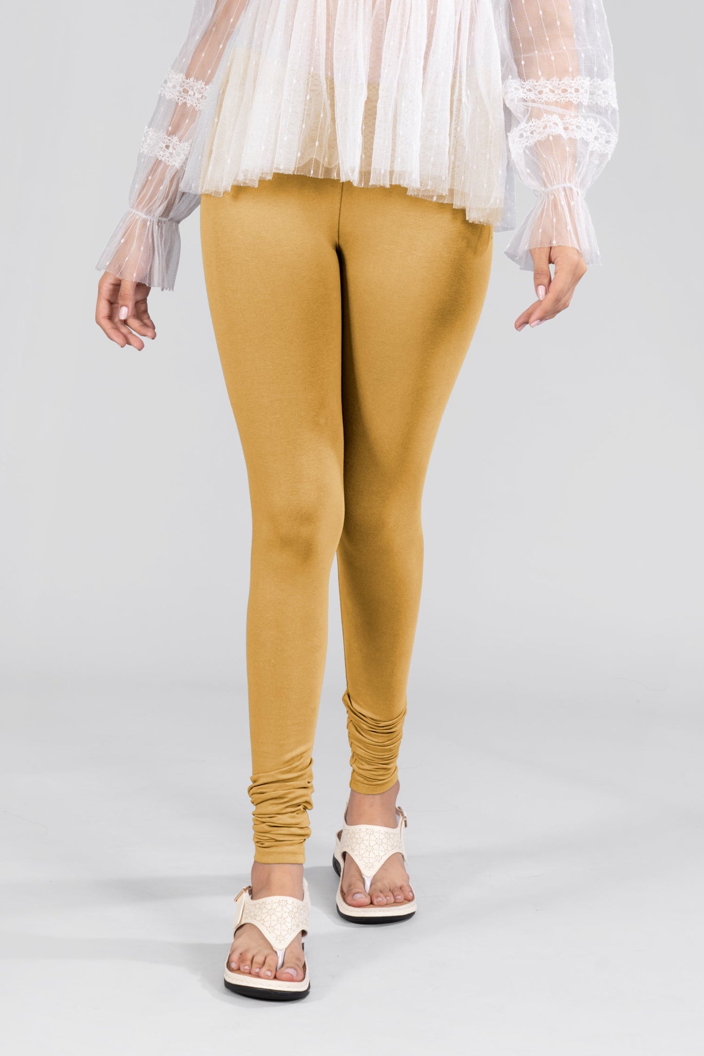 Mustard Cotton Churidar Leggings