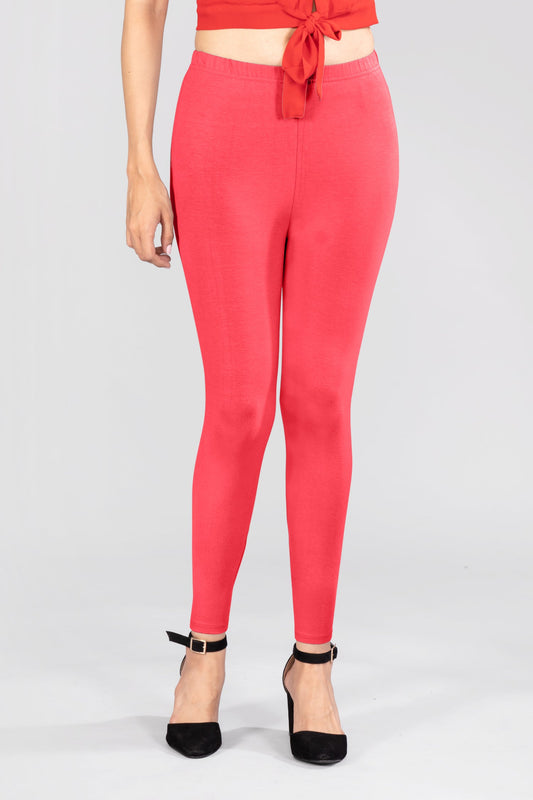 Royal Red Viscose Ankle Leggings