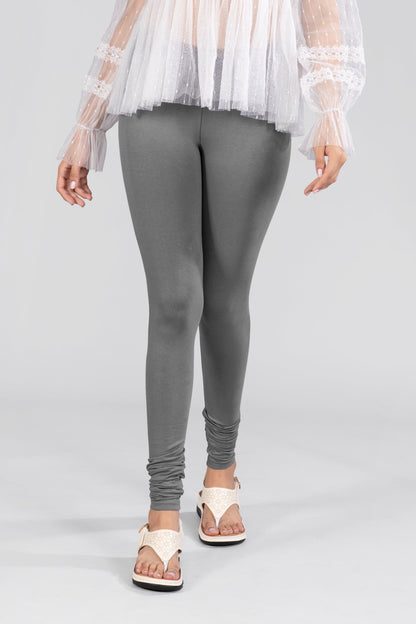 Steel Grey Cotton Churidar Leggings