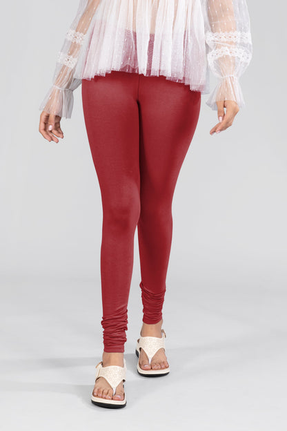 Maroon Cotton Churidar Leggings