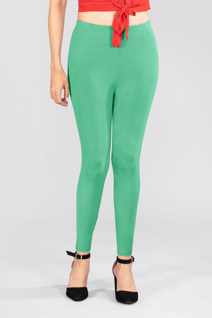Aroma Green Viscose Ankle Leggings