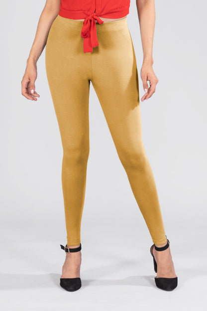 Mustard Cotton Ankle Leggings