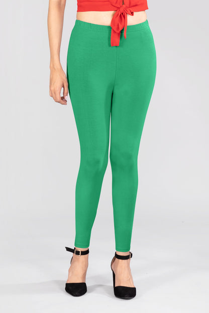 Virgin Green Viscose Ankle Leggings