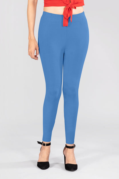 Bravo Blue Viscose Ankle Leggings