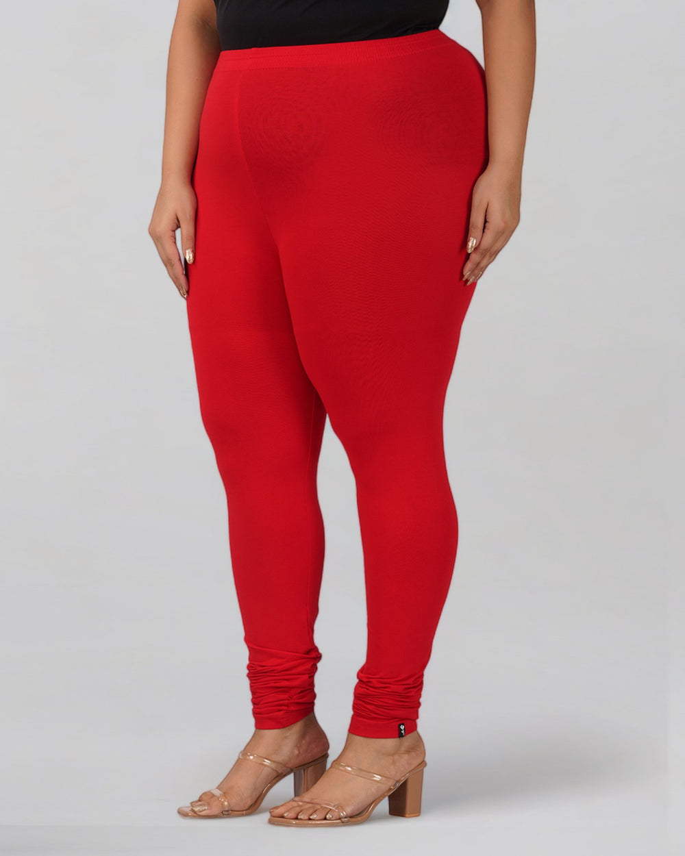 Red Plus Size Cotton FullLength Leggings