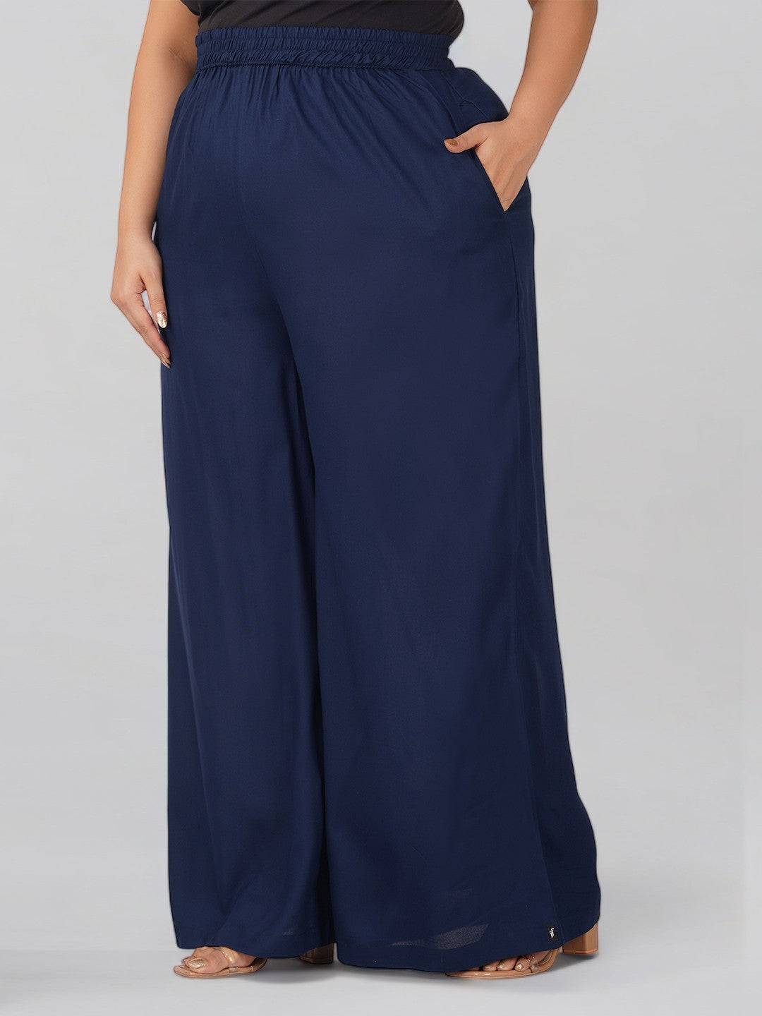 Vintage Blue Plus Size Rayon Palazzo