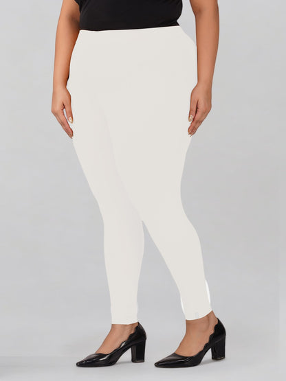 White Plus Size Cotton Ankle Leggings