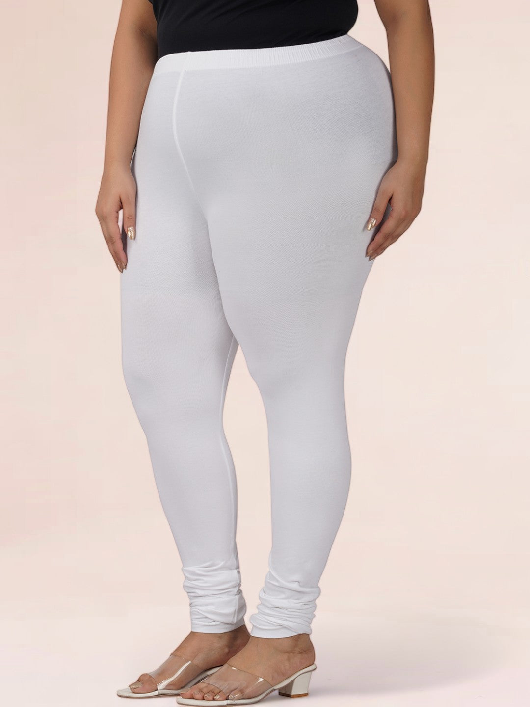 White Plus Size Cotton Churidar Leggings