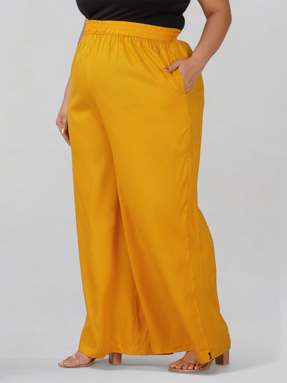 Crimson Yellow Plus Size Rayon Palazzo