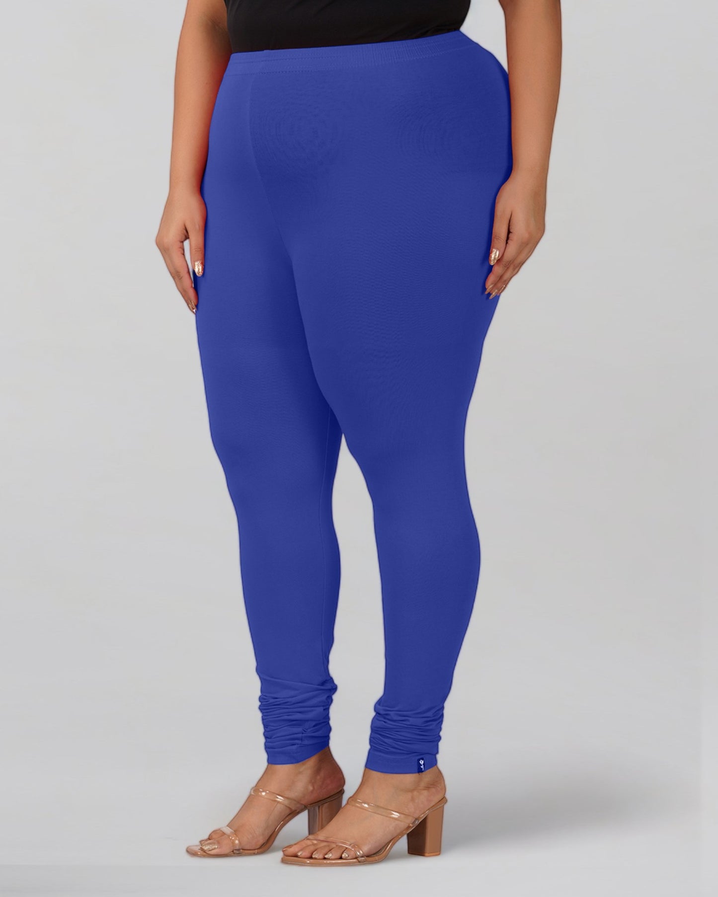 Royal Blue Plus Size Cotton Churidar Leggings