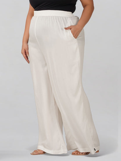 Indian Flower Angelic White Plus Size Rayon Palazzo Pant