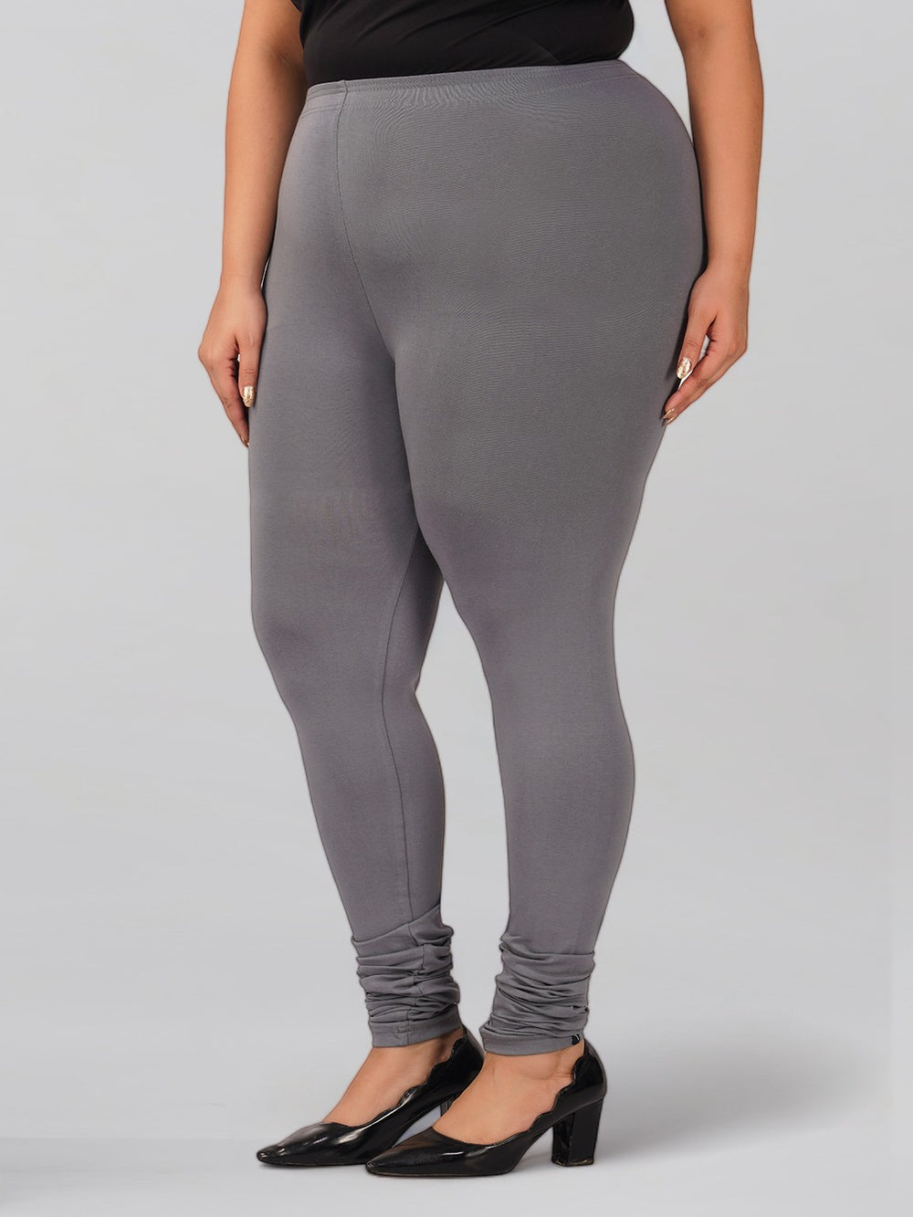 Grey Plus Size Cotton FullLength Leggings