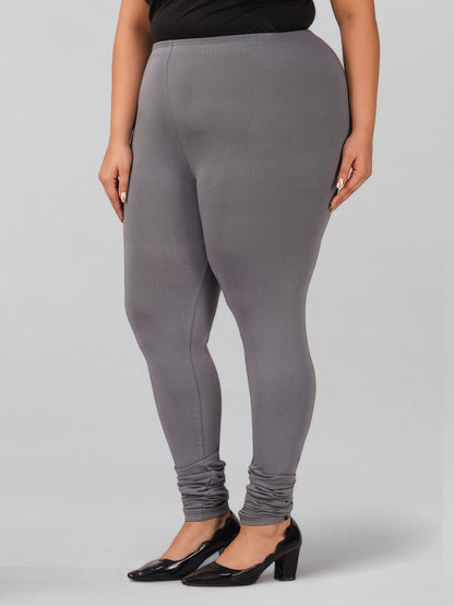 Grey Plus Size Cotton Churidar Leggings