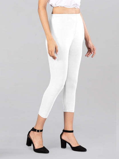 Angelic White Viscose Capri Leggings