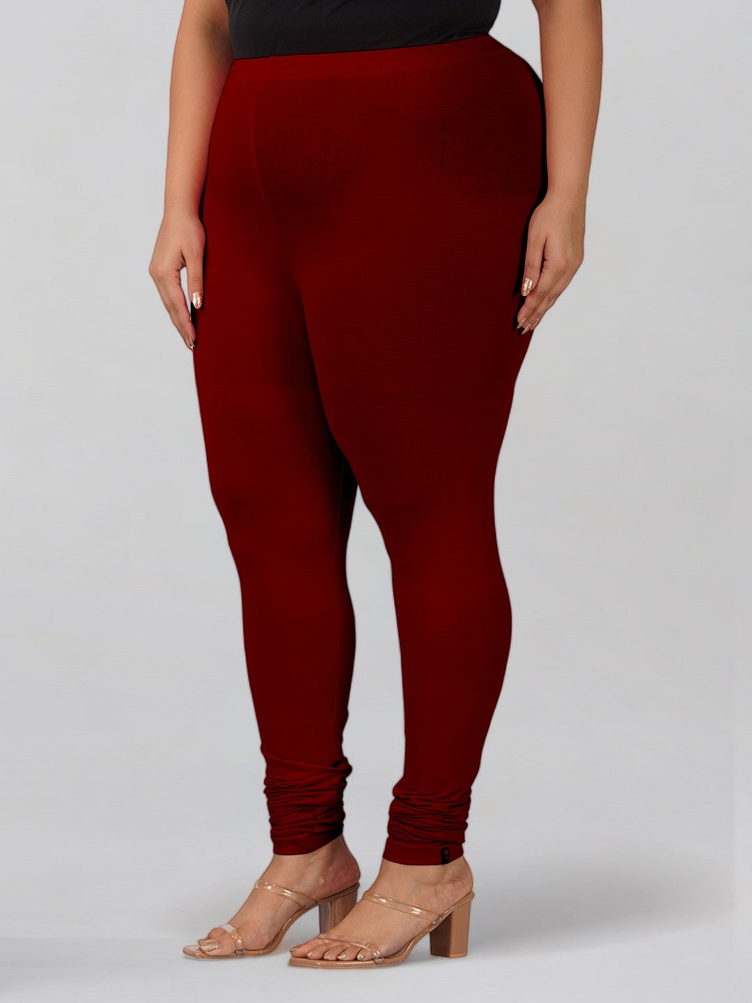 Maroon Plus Size Cotton Churidar Leggings