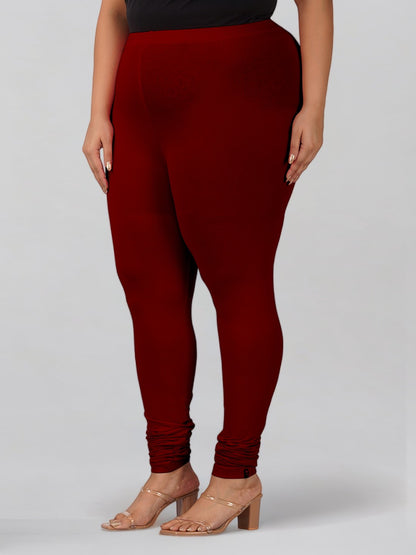 Maroon Plus Size Cotton Churidar Leggings