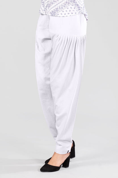 White Cotton Patiala Pants