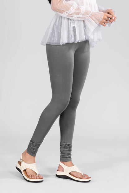 Steel Grey Cotton Churidar Leggings
