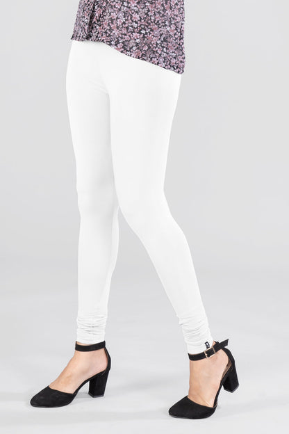 Angelic White Viscose Churidar Leggings