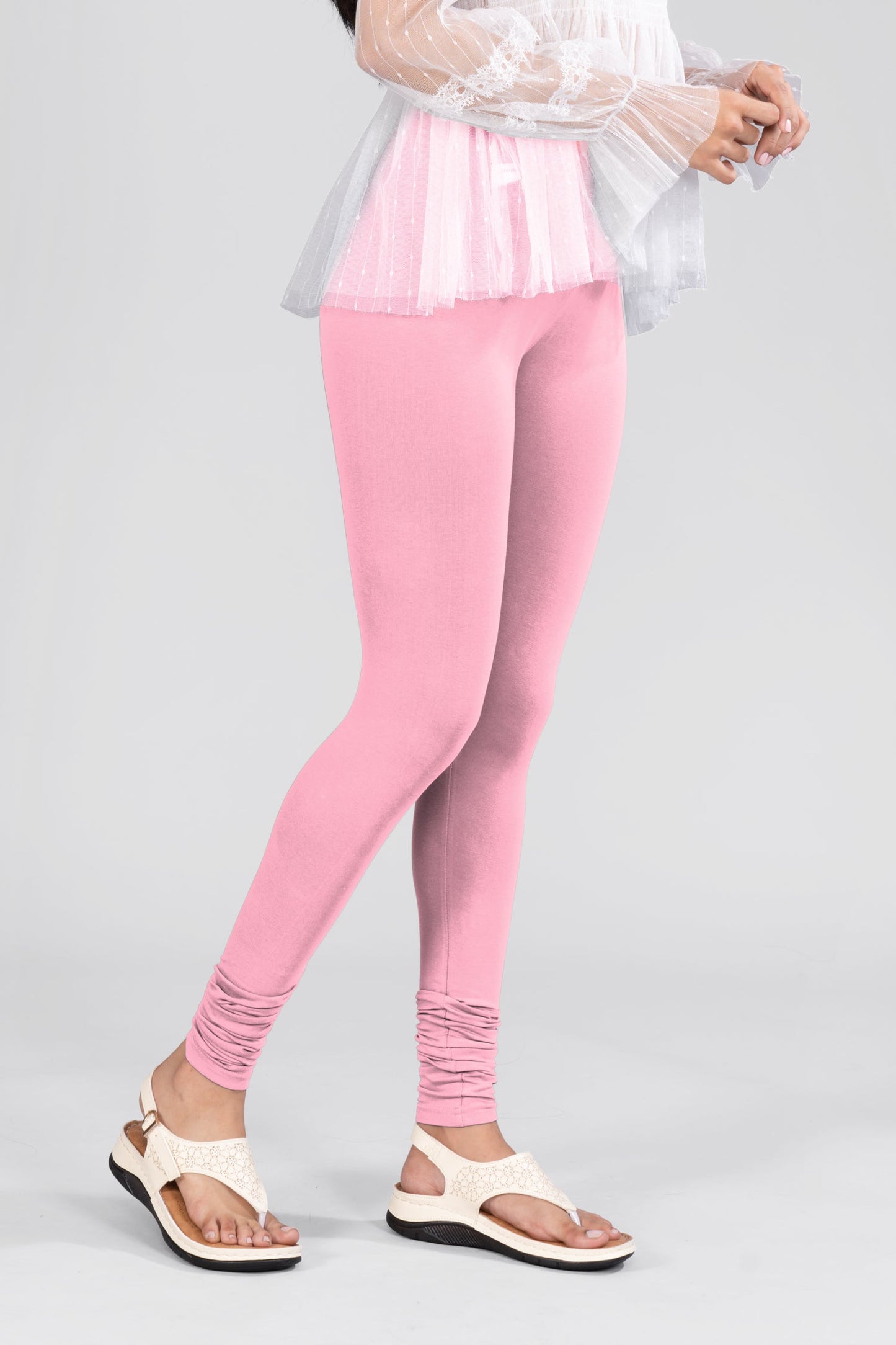 Pink Cotton Churidar Leggings