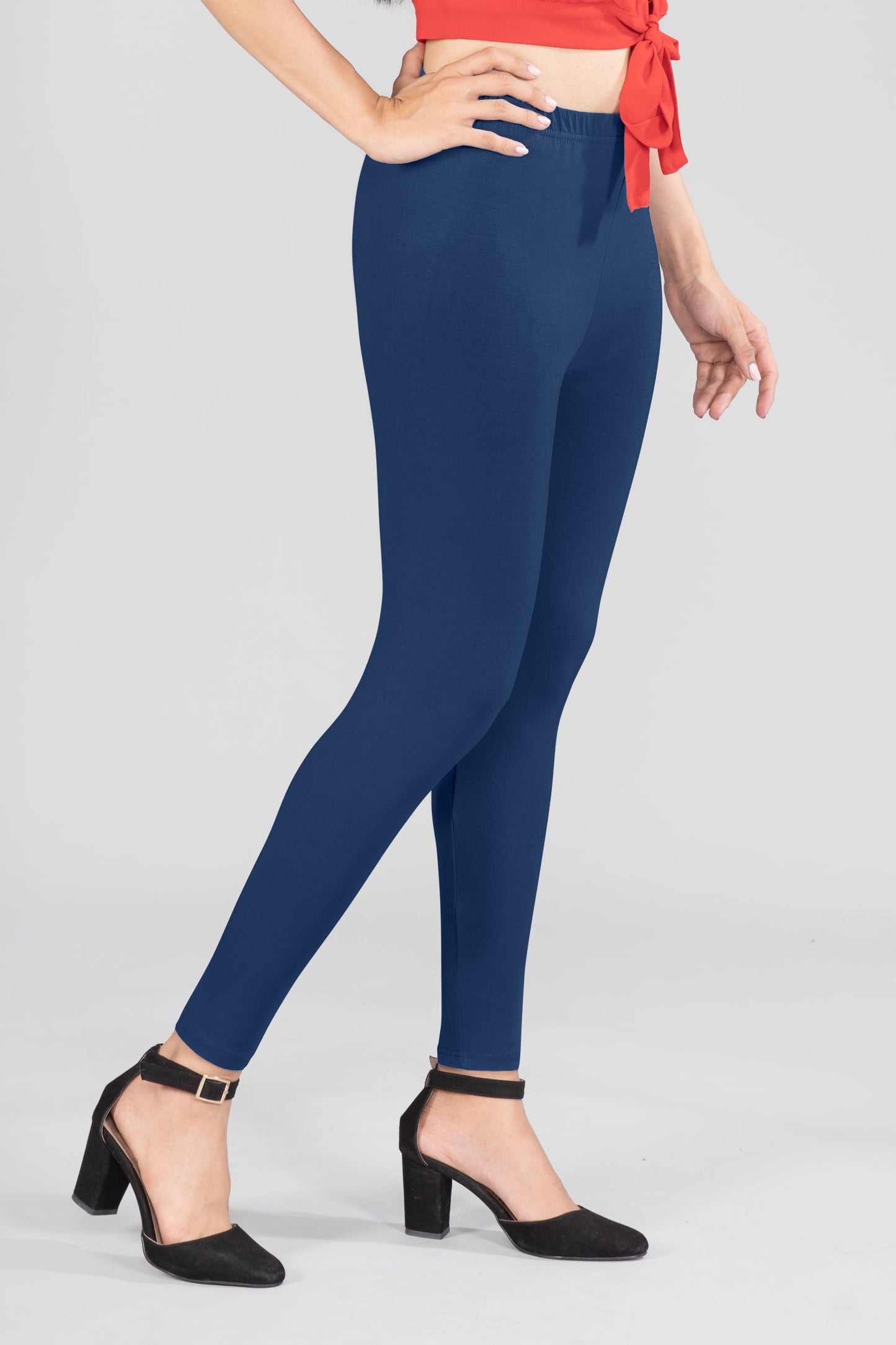 Vintage Blue Viscose Ankle Leggings