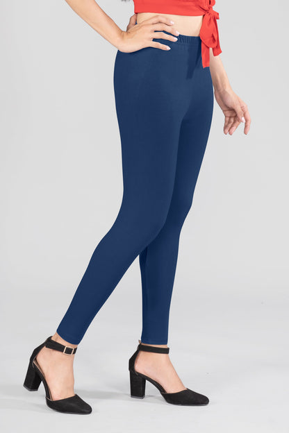 Vintage Blue Viscose Ankle Leggings