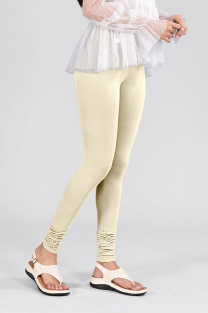 Cream Cotton Churidar Leggings