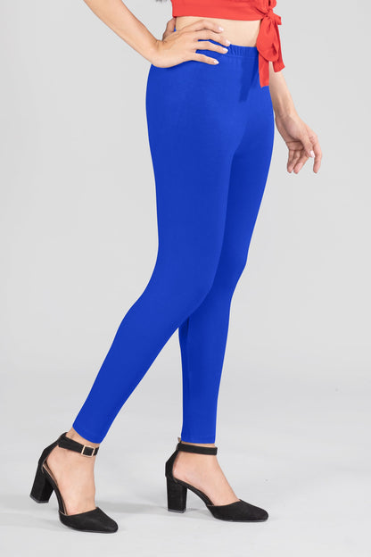 Paradise Blue Viscose Ankle Leggings