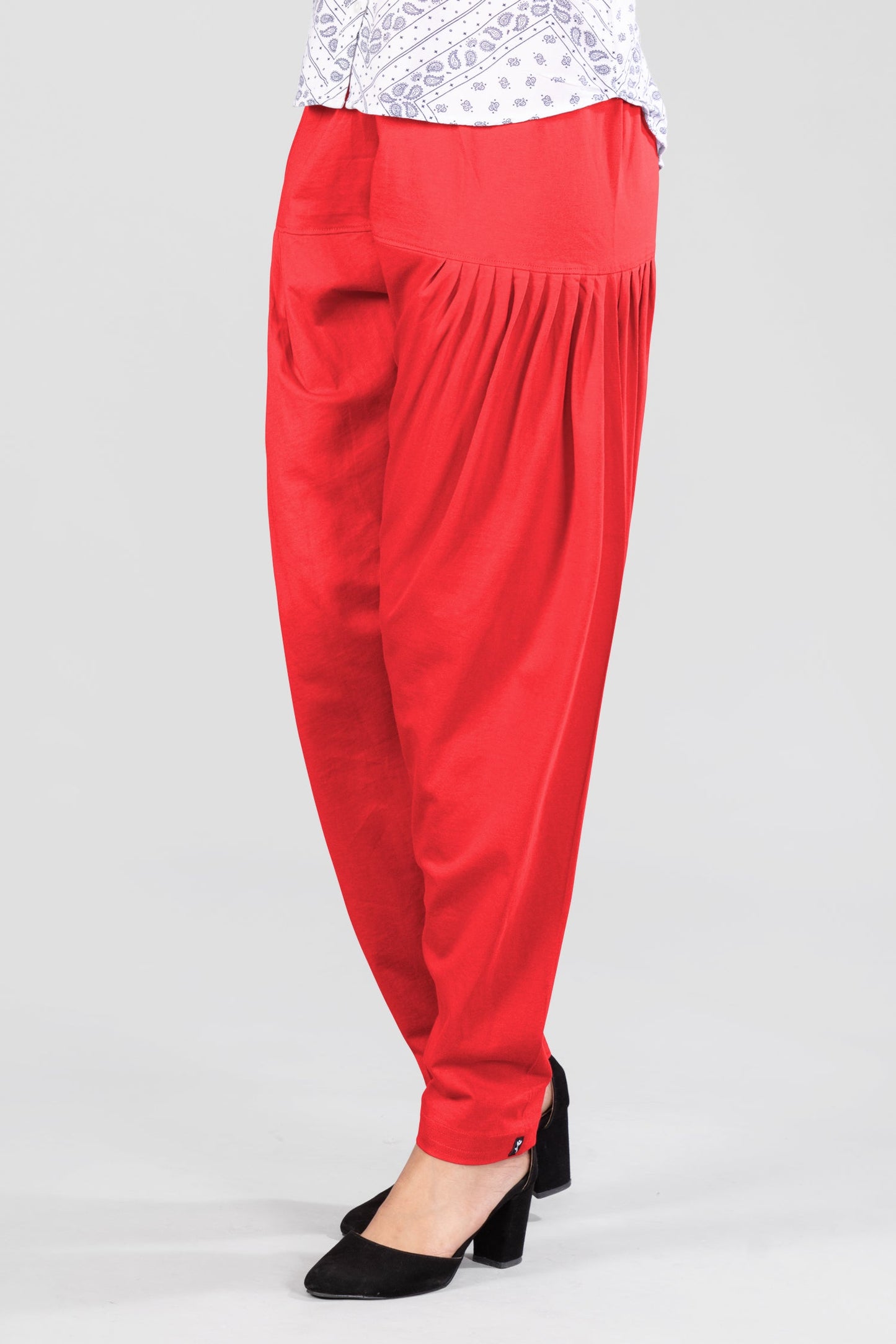 Red Cotton Patiala Pants