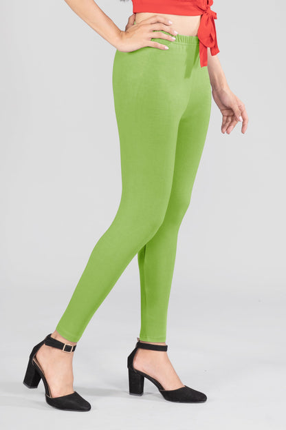 Green Bloom Viscose Ankle Leggings