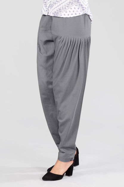 Grey Cotton Patiala Pants