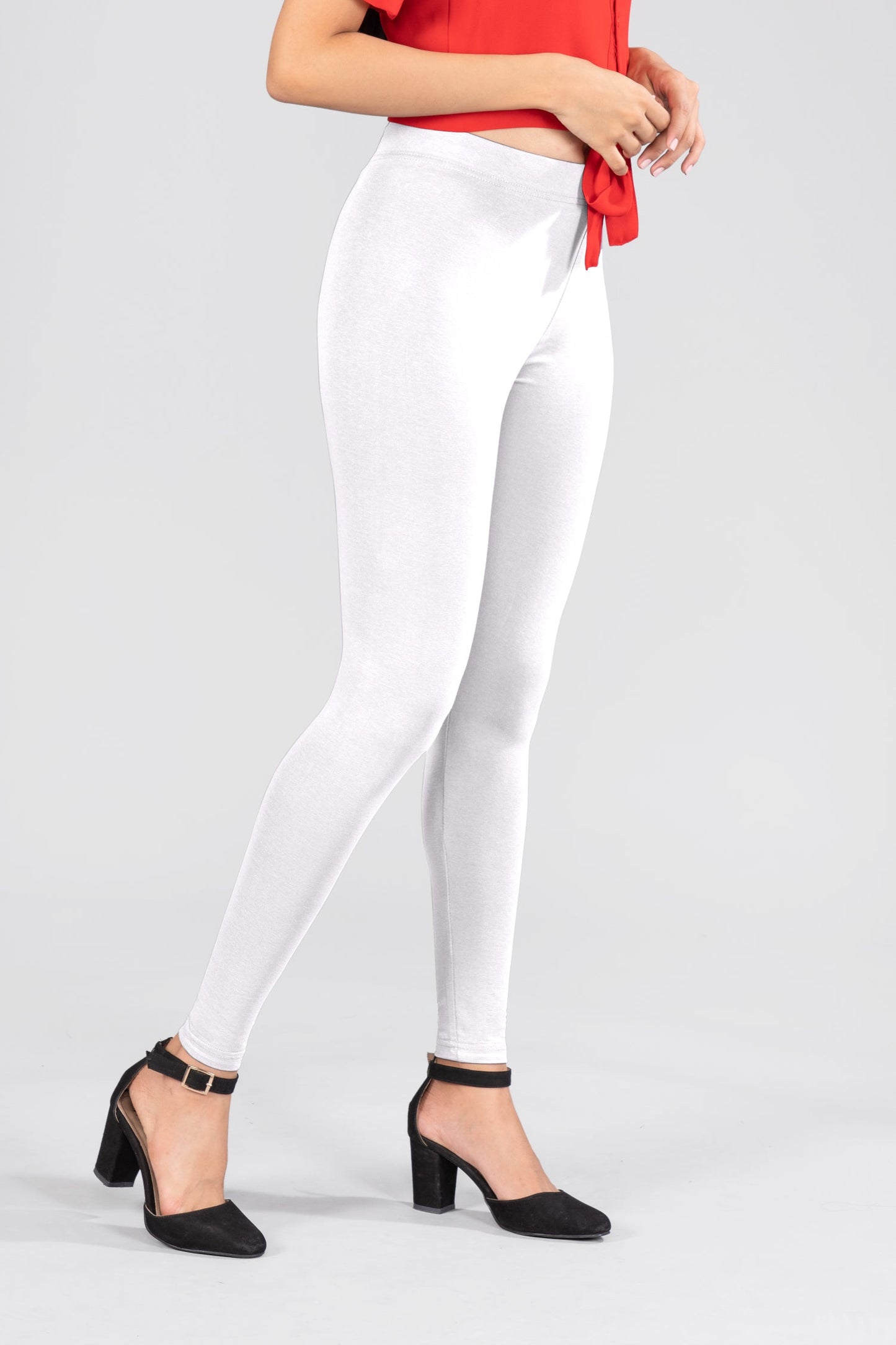 White Cotton Ankle Leggings