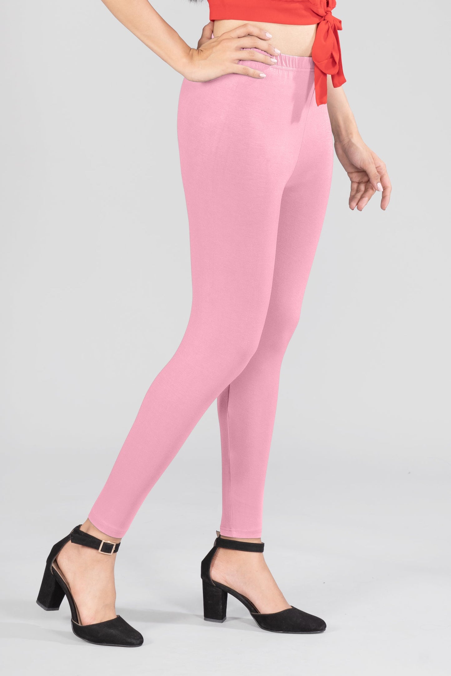 Pink Cherish Viscose Ankle Leggings