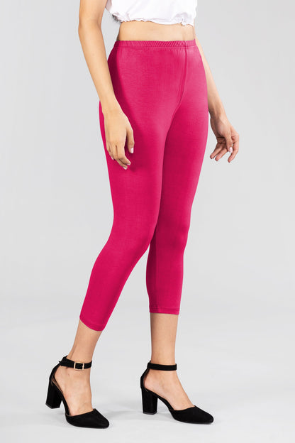 Wild Strawberry Viscose Capri Leggings