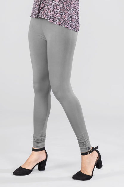Elegant Grey Viscose Churidar Leggings