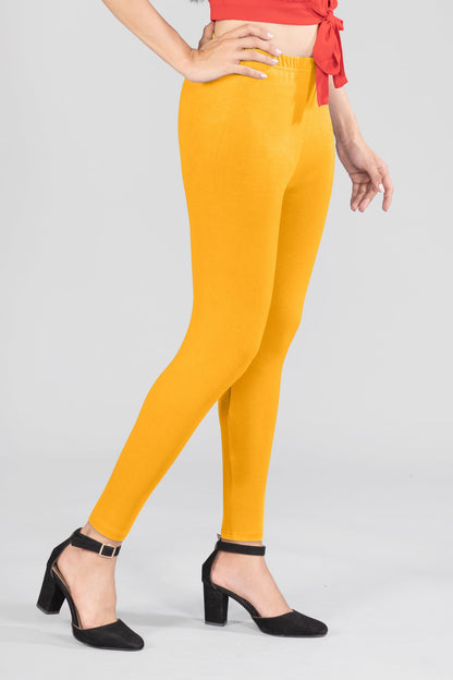 Crimson Yellow Viscose Ankle Leggings